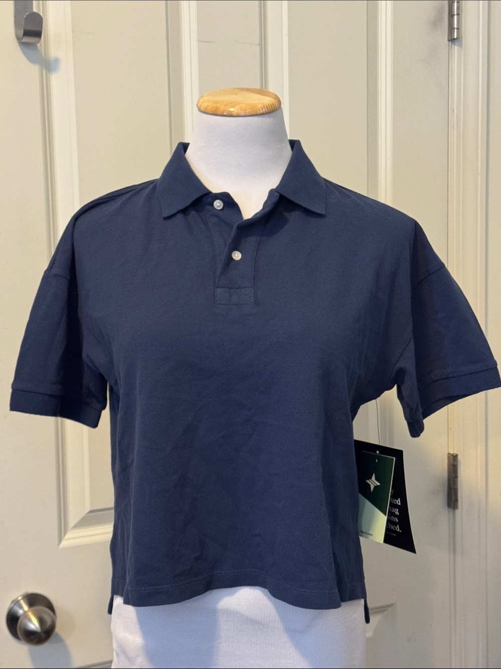 Tuckernuck Navy Cropped Short-Sleeve  Polo